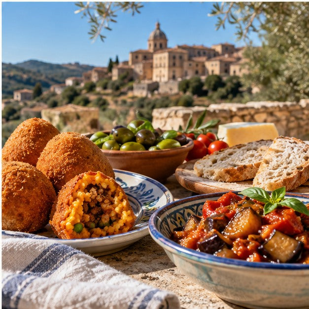 Illustrazione editoriale: specialità della cucina siciliana