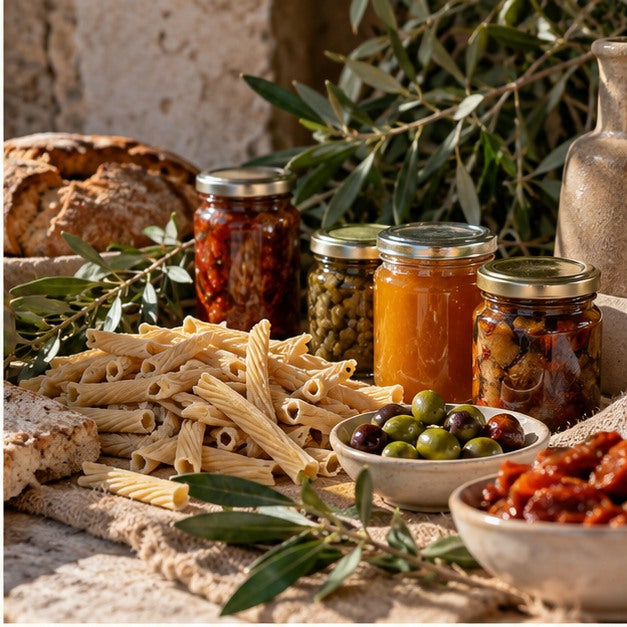 Illustrazione editoriale: prodotti gastronomici siciliani da regalare