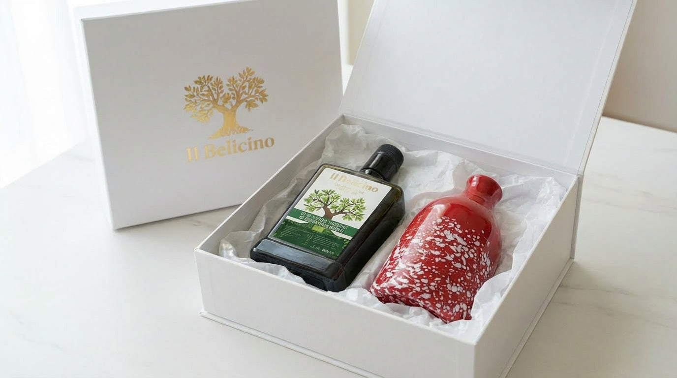 Anfora Ceramica Artigianale 500 ml – Olio EVO 100% Nocellara del Belice (rosso)