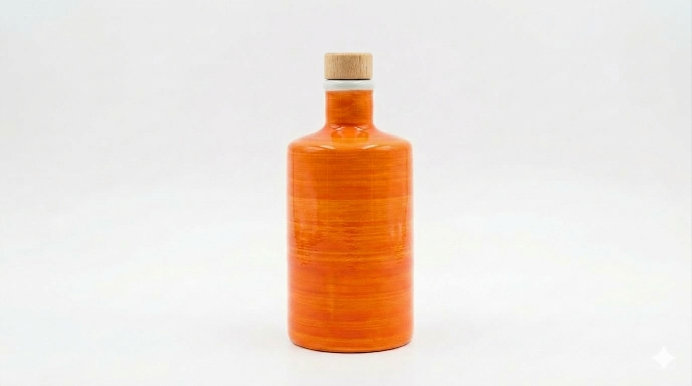Orcio in Ceramica Artigianale 500 ml – Decorazione Arancione-