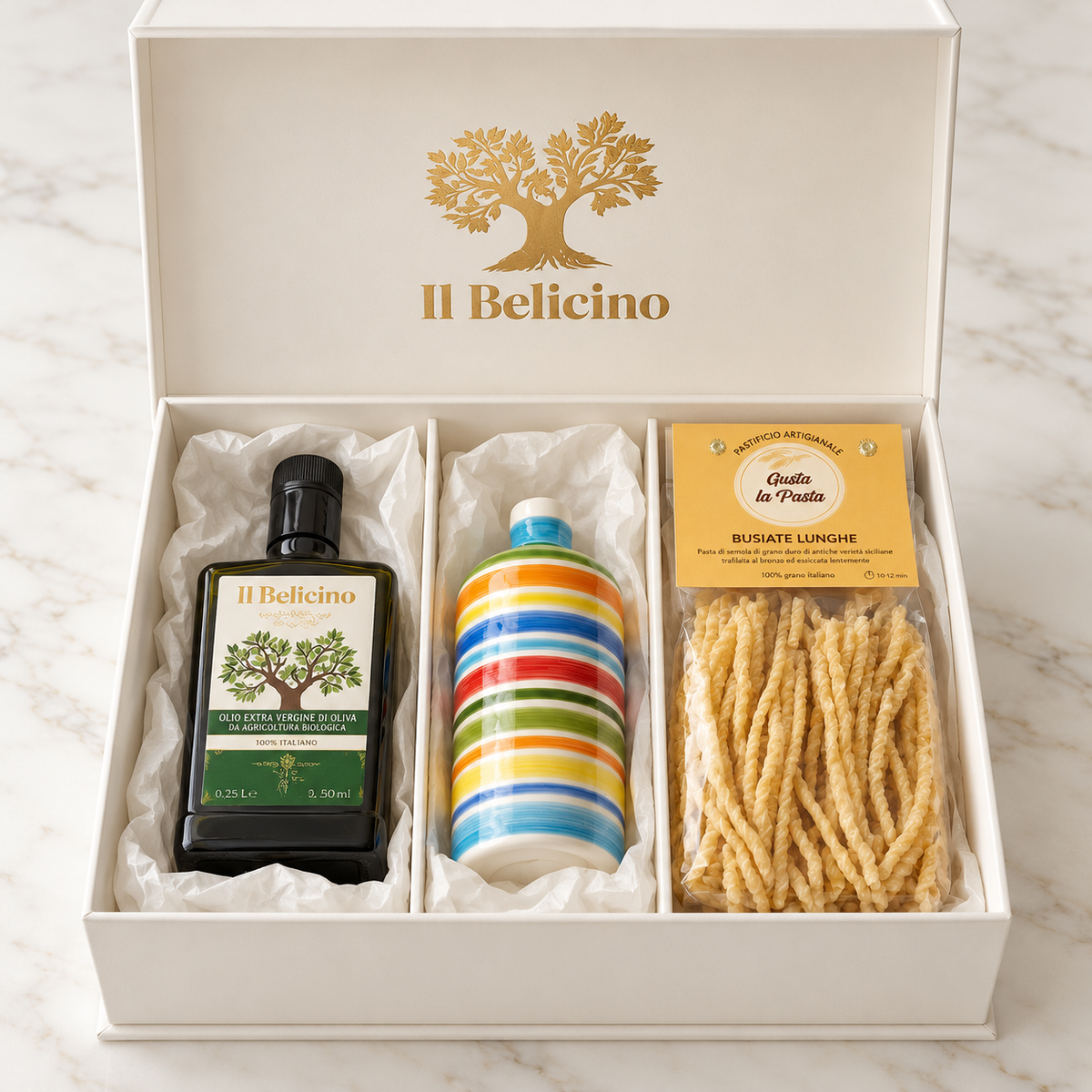 Box Ceramica, olio e pasta bianca