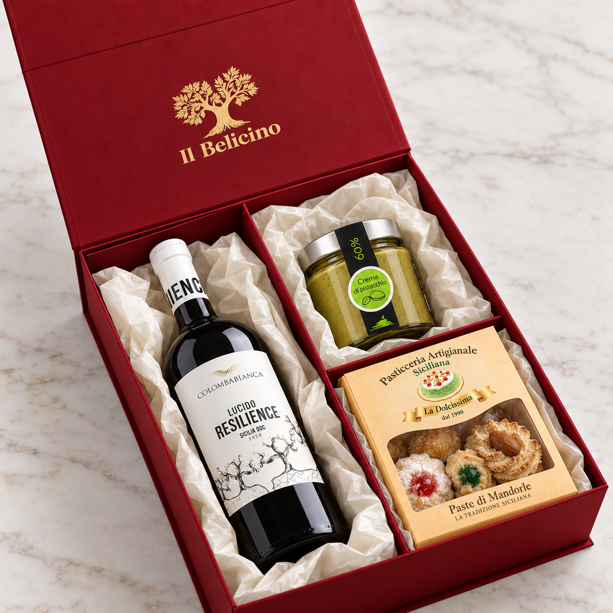 Box Colomba Bianca e pistacchio rossa
